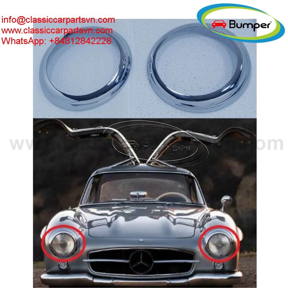 Mercedes 190SL and 300SL gullwing headlight ring front new - Classiccarpartsvn.com